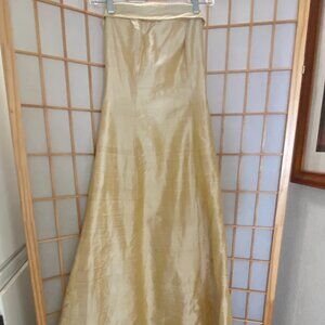 Gold Silk Strapless Floor Length Gown